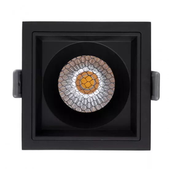 GloboStar® PLUTO-M 60274 Χωνευτό LED Spot Downlight TrimLess Μ8.4xΠ8.4cm 10W 1300lm 38° AC 220-240V IP20 Μ8.4 x Π8.4 x Υ5.9cm - Τετράγωνο - Μαύρο & Anti-Glare HoneyComb - Φυσικό Λευκό 4500K - Bridgelux COB - 5 Years Warranty