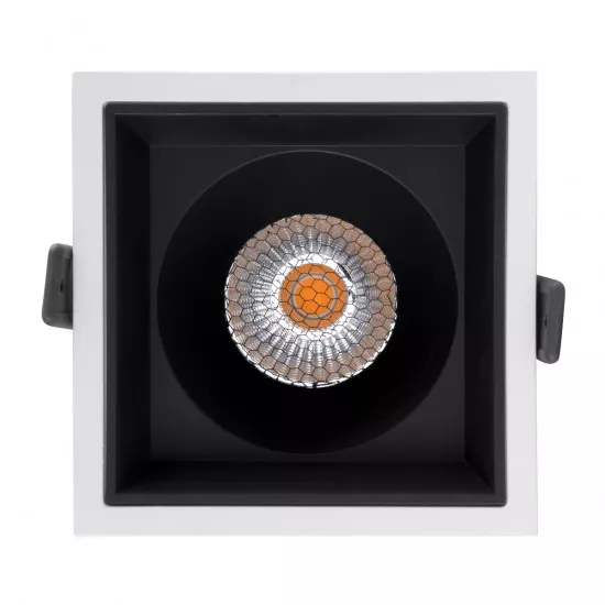 GloboStar® PLUTO-B 60277 Χωνευτό LED Spot Downlight TrimLess Μ10.4xΠ10.4cm 15W 1875lm 38° AC 220-240V IP20 Μ10.4 x Π10.4 x Υ6.5cm - Τετράγωνο - Λευκό με Μαύρο Κάτοπτρο & Anti-Glare HoneyComb - Θερμό Λευκό 2700K - Bridgelux COB - 5 Years Warranty