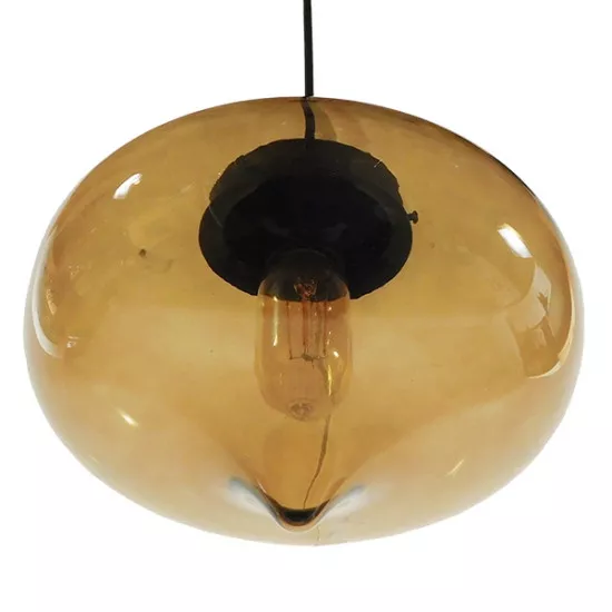GloboStar® QUINN 10001029 Vintage Κρεμαστό Φωτιστικό Οροφής Μονόφωτο Γυάλινο Φιμέ Καφέ Φ26 x Y20cm