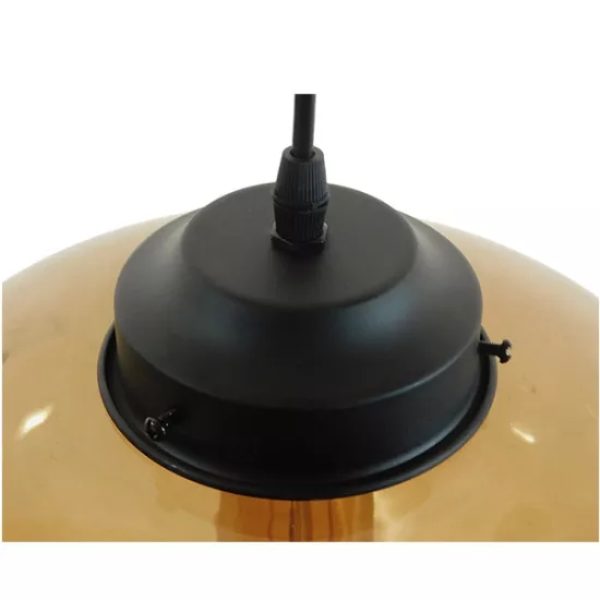 GloboStar® QUINN 10001029 Vintage Κρεμαστό Φωτιστικό Οροφής Μονόφωτο Γυάλινο Φιμέ Καφέ Φ26 x Y20cm