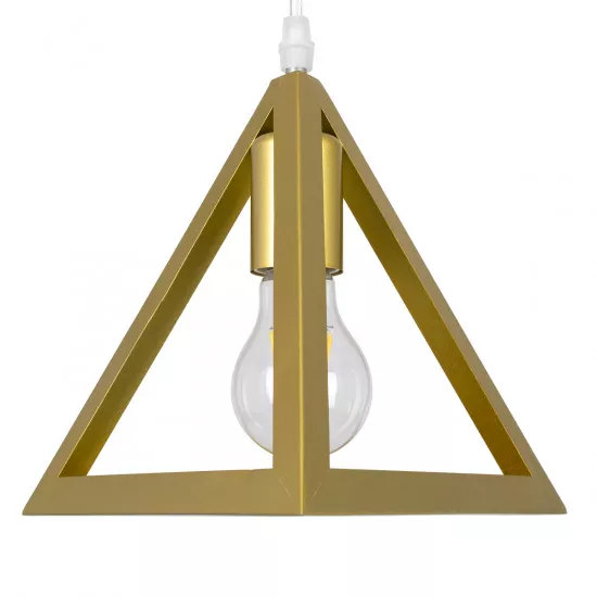 GloboStar® TRIANGLE 00620 Μοντέρνο Κρεμαστό Φωτιστικό Οροφής Τρίφωτο Χρυσό Μεταλλικό Πλέγμα Φ49 x Y130cm
