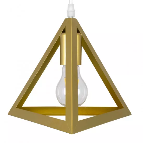 GloboStar® TRIANGLE 00620 Μοντέρνο Κρεμαστό Φωτιστικό Οροφής Τρίφωτο Χρυσό Μεταλλικό Πλέγμα Φ49 x Y130cm