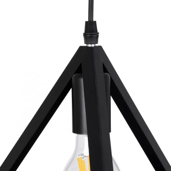 GloboStar® TRIANGLE 00608 Μοντέρνο Κρεμαστό Φωτιστικό Οροφής Πολύφωτο Μαύρο Μεταλλικό Πλέγμα Μ170 x Π22 x Y130cm