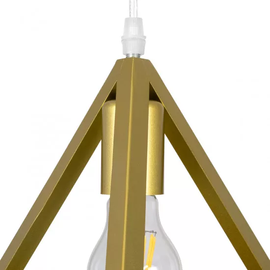 GloboStar® TRIANGLE 00610 Μοντέρνο Κρεμαστό Φωτιστικό Οροφής Πολύφωτο Χρυσό Μεταλλικό Πλέγμα Μ170 x Π22 x Y130cm