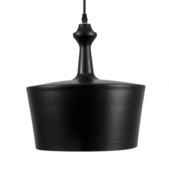 GloboStar® ROCKFORD 01287-A Μοντέρνο Κρεμαστό Φωτιστικό Οροφής Μονόφωτο Μαύρο Μεταλλικό Καμπάνα Φ30 x Υ30cm