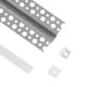 GloboStar® 70838-1M Χωνευτό Γωνιακό για Γυψοσανίδα - Trimless Προφίλ Αλουμινίου Ανοδιωμένο με Λευκό Οπάλ Κάλυμμα για 1 Σειρά Ταινίας LED Πατητό - Press On 1 Μέτρο