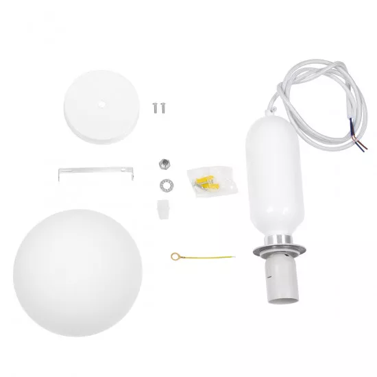 GloboStar® MAVERICK 00944 Μοντέρνο Κρεμαστό Φωτιστικό Οροφής Μονόφωτο Λευκό Μεταλλικό Γυάλινο Μπάλα Φ15 x Υ15cm