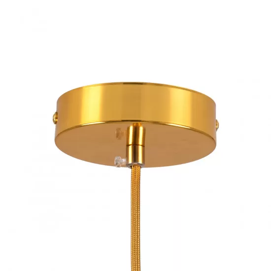 GloboStar® MAVERICK 00940 Μοντέρνο Κρεμαστό Φωτιστικό Οροφής Μονόφωτο Χρυσό Μεταλλικό Γυάλινο Μπάλα Φ30 x Υ48cm