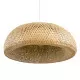 GloboStar® SAN TROPEZ 00674 Vintage Κρεμαστό Φωτιστικό Οροφής Μονόφωτο Καφέ Ξύλινο Bamboo Φ80 x Υ00cm