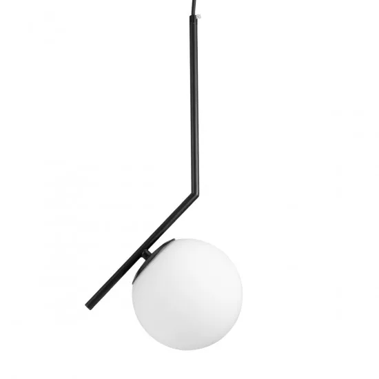 GloboStar® MONROE 00959 Μοντέρνο Κρεμαστό Φωτιστικό Οροφής Μονόφωτο Μαύρο - Λευκό Μεταλλικό Μπάλα Φ15 x Υ49cm