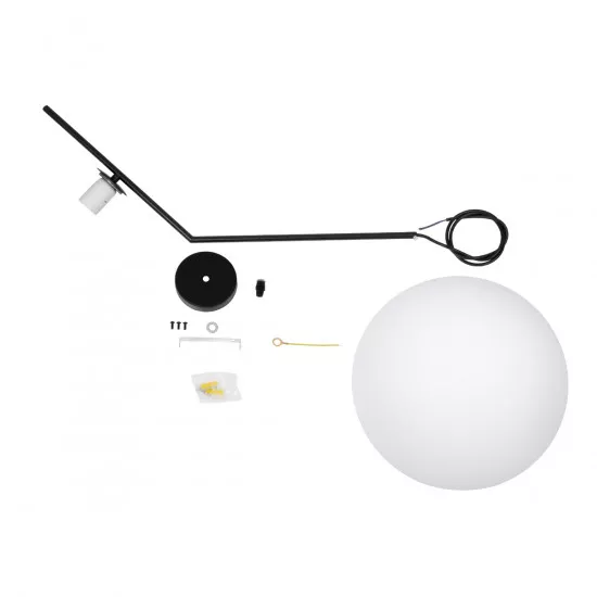 GloboStar® MONROE 00957 Μοντέρνο Κρεμαστό Φωτιστικό Οροφής Μονόφωτο Μαύρο - Λευκό Μεταλλικό Μπάλα Φ30 x Υ75cm
