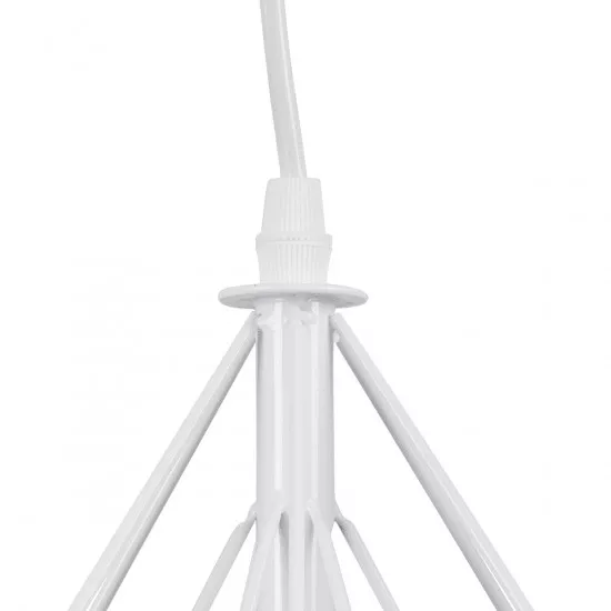 GloboStar® EIFFEL 61570 Vintage Κρεμαστό Φωτιστικό Οροφής Τρίφωτο 3 x E27 Λευκό Μεταλλικό Πλέγμα με Λευκό Ύφασμα L68 x W25 x H130cm