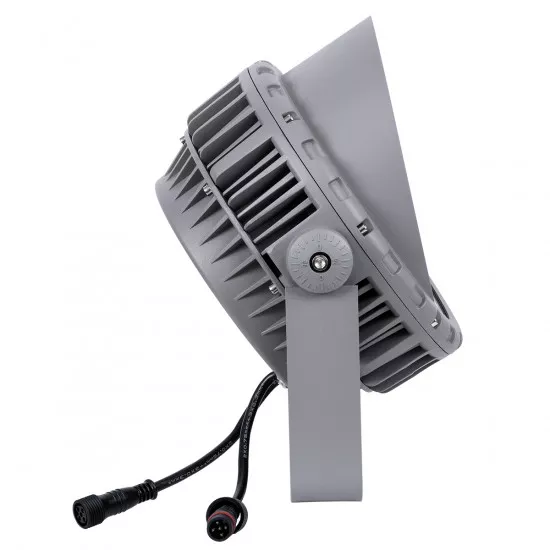 GloboStar® FLOOD-MENA 90648 Προβολέας Wall Washer για Φωτισμό Κτιρίων LED 36W 3600lm 30° DC 24V Αδιάβροχο IP65 Φ23 x Υ18cm Πολύχρωμο RGB DMX512 - Ασημί - 3 Years Warranty