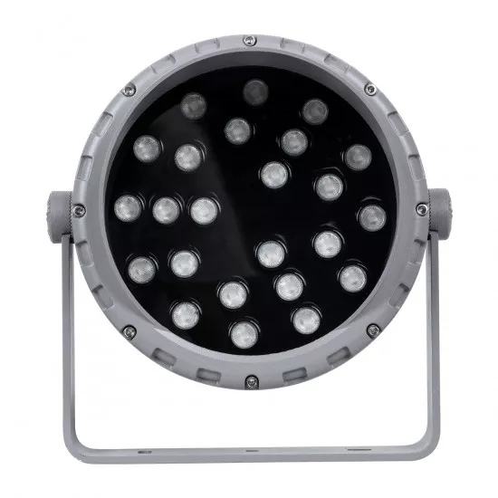 GloboStar® FLOOD-MENA 90648 Προβολέας Wall Washer για Φωτισμό Κτιρίων LED 36W 3600lm 30° DC 24V Αδιάβροχο IP65 Φ23 x Υ18cm Πολύχρωμο RGB DMX512 - Ασημί - 3 Years Warranty