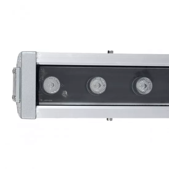 GloboStar® WASHER-DAIA S-90995 Μπάρα Φωτισμού Wall Washer LED 54W 5400lm 30° DC 24V Αδιάβροχο IP65 Μ100 x Π7.5 x Υ7cm Πολύχρωμο RGB DMX512 Display on Body - Ασημί - 3 Years Warranty
