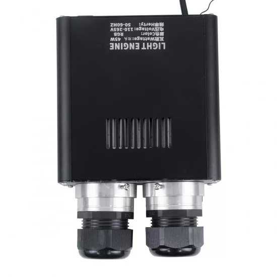 GloboStar® 78566 Μηχανή Οπτικής Ίνας Διπλής Κεφαλής - Fiber Optic Light Machine Double Head LED 45W AC 220-240V με Ασύρματο Χειριστήριο RF 2.4Ghz Μ16 x Π26 x Υ8.5cm RGB - 2 Years Warranty