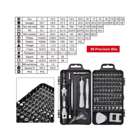 GloboStar® 79998 Επαγγελματικό Mini Σετ Εργαλείων 115 Εξαρτημάτων σε 1 DIY Tool Kit - Για Επισκευές iPhone,Samsung κλπ Κινητά Τηλέφωνα - PC - Laptop - Xbox - Ρολογιών - Οπτικά - Γυαλιά και Γενικών Μικρόεπισκευών Λεπτομέρειας με Μαγνητικό Κατσαβίδι Καστάνι