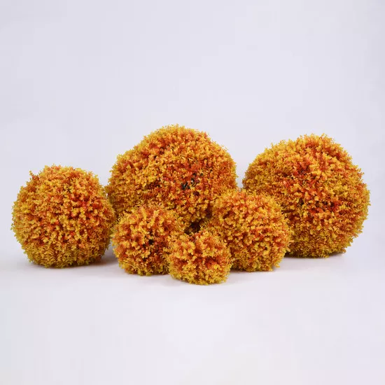 GloboStar® 78514 Artificial - Συνθετικό Τεχνητό Διακοσμητικό Φυτό Θάμνος Πυξάρι Πορτοκαλί - Κίτρινο Φ31cm