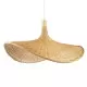 GloboStar® CUBA 01721 Vintage Κρεμαστό Φωτιστικό Οροφής Μονόφωτο Μπεζ Ξύλινο Bamboo Φ63 x Y32cm