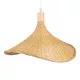 GloboStar® CUBA 01717 Vintage Κρεμαστό Φωτιστικό Οροφής Μονόφωτο Μπεζ Ξύλινο Bamboo Φ43 x Y30cm
