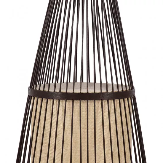 GloboStar® AZORES 01756 Vintage Φωτιστικό Δαπέδου Μονόφωτο Καφέ Σκούρο Ξύλινο Bamboo Πλέγμα Φ40 x Υ150cm