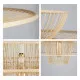 GloboStar® BALI 01758 Vintage Κρεμαστό Φωτιστικό Οροφής Μονόφωτο Μπεζ Ξύλινο Bamboo Πλέγμα Φ100 x Y60cm