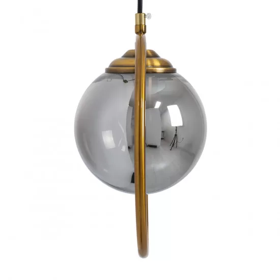 GloboStar® VIENNA 00923 Μοντέρνο Φωτιστικό Τοίχου Απλίκα Μονόφωτο Χρυσό Μεταλλικό Γυάλινο Μπάλα με Ρυθμιζόμενη Ανάρτηση Μ25 x Π23 x Υ27cm