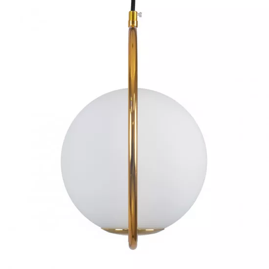 GloboStar® MADRID 00932 Μοντέρνο Κρεμαστό Φωτιστικό Οροφής Μονόφωτο Χρυσό Μεταλλικό Γυάλινο Μπάλα Μ30 x Π20 x Υ30cm