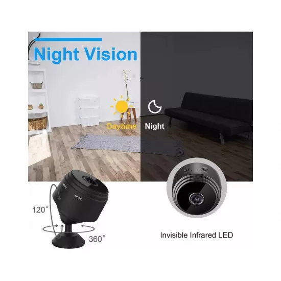 GloboStar® 86004 WIFI 2.4G IP CAMERA 1.0MP 1080P - Έξυπνη Κρυφή IP Κάμερα WiFi 1080P 150° Παρακολούθησης με Νυχτερινή Λήψη & Αισθητήρα Κίνησης - Μαύρο