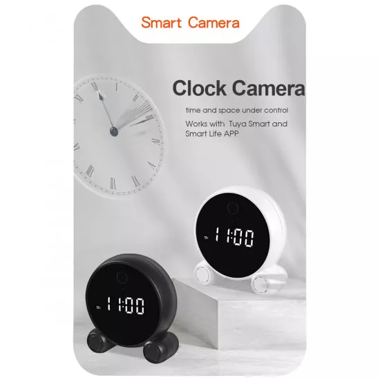 GloboStar® 86015 Rechargeable Table Camera 2MP WiFi HD 1080P 120° 5000mAh Two Way Audio Motion Detection & Digital Clock - Επαναφορτιζόμενη Επιτραπέζια Κάμερα 2MP WiFi HD 1080P 120° 5000mAh Διπλή Κατέυθυνση Ομιλίας Ανιχνευτή Κίνησης Ψηφιακό Ρολόι - Λευκό