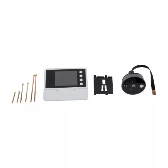 GloboStar® 86017 Ψηφιακή Έξυπνη Camera Εξώπορτας 90° Μοιρών με Έγχρωμη Οθόνη 2.8" Inches - Νυχτερινή Όραση με LED IR - Κουδούνι - Εσωτερική Μνήμη Αποθήκευσης - Λειτουργεί με 4 Μπαταρίες AAA