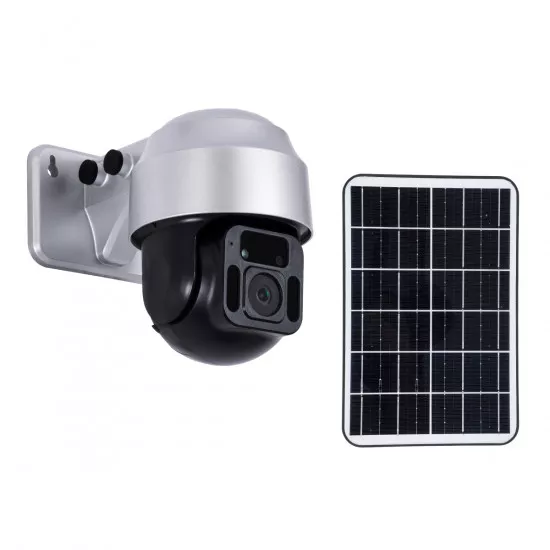 GloboStar® 86049 Αυτόνομη Ηλιακή Camera 1080P 2MP WiFi 150° Μπαταρία 3200mAh Φωτοβολταϊκό Πάνελ Αισθητήρα Ημέρας-Νύχτας & Ρύθμιση Χρόνου Διπλή Κατέυθυνση Ομιλίας Αδιάβροχη IP66 Ψυχρό Λευκό 6000K - Ασημί