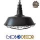 GloboStar® BARN 01048 Vintage Industrial Κρεμαστό Φωτιστικό Οροφής Μονόφωτο Μαύρο Μεταλλικό Καμπάνα Φ46 x Y25cm