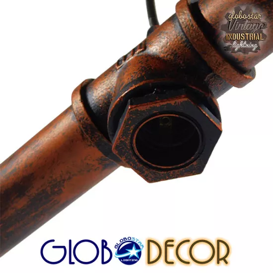 GloboStar® CANAL 01070 Vintage Industrial Κρεμαστό Φωτιστικό Οροφής Πολύφωτο Καφέ Σκουριά Μεταλλικό Ράγα Μ88 x Π4.5 x Y7cm