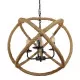 GloboStar® VITRUVIAN 01141 Vintage Κρεμαστό Φωτιστικό Οροφής Πολύφωτο Μαύρο Μεταλλικό Πολυέλαιος με Μπεζ Σχοινί Φ53 x Y52cm