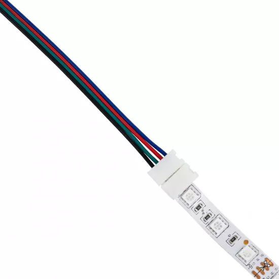 GloboStar® 70691 Ταχυσύνδεσμος Τροφοδοσίας IP20 - Strip To Power Connector 4 PIN Male για Ένωση 1 x RGB Ταινία LED Πλάτους 10mm