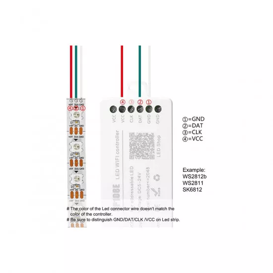 GloboStar® 73409 SP108E Ασύρματος WiFi LED FULL COLOR Magic Digital Pixel Controller iOS/Android για LED Digital Πολύχρωμα και Μονόχρωμα Προϊόντα DC 5-24V 1 x 2048 IC Max