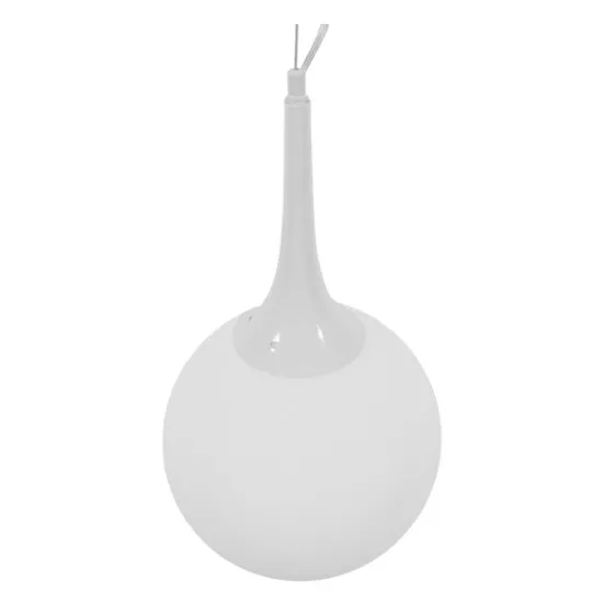 GloboStar® SPHERE 01143 Μοντέρνο Κρεμαστό Φωτιστικό Οροφής Μονόφωτο Λευκό Γυάλινο Φ25 x Y46.5cm
