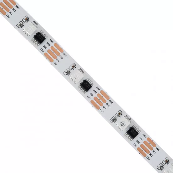 GloboStar® 90599 Digital Pixel Addressable Strip - Ψηφιακή Ταινία LED SMD 5050 9W/m 30LED/m 30PIXEL/m SPI/TTL Protocol IC TM1908 720lm/m 120° DC 12V IP20 RGB - Λευκό Σώμα - Μ5000 x Π10 x Υ2mm - Συσκευασία 5 Μέτρων - 5 Χρόνια Εγγύηση