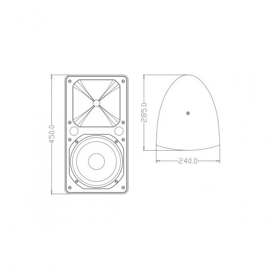 GloboStar® FDB ES108WT 98005 Facilities Speaker - Παθητικό Ηχείο Εγκαταστάσεων Επιτοίχιο με Μετασχηματιστή 100V & 16Ω - 150W RMS (600W Peak) - 1 x 8" Inches LF & 1 x 1" Inches HF - Αδιάβροχο IP65 - Λευκό - Μ24 x Π28.5 x Υ45cm