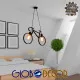 GloboStar® BIKE BLACK 01213 Vintage Κρεμαστό Φωτιστικό Οροφής Δίφωτο Μαύρο Μεταλλικό Μ67 x Π1.5 x Υ41cm