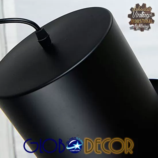 GloboStar® SHERLOCK 01215 Vintage Κρεμαστό Φωτιστικό Οροφής Μονόφωτο Μαύρο Μεταλλικό Καμπάνα Φ26 x Y18cm