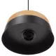 GloboStar® RUHIEL 01233 Μοντέρνο Κρεμαστό Φωτιστικό Οροφής Μονόφωτο Μαύρο Μεταλλικό με Φυσικό Ξύλο Καμπάνα Φ18 x Y12cm