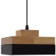 GloboStar® LAOTH 01234 Μοντέρνο Κρεμαστό Φωτιστικό Οροφής Μονόφωτο Μαύρο Μεταλλικό με Φυσικό Ξύλο Καμπάνα Φ18 x Y11.5cm