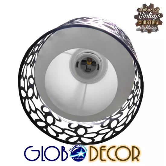 GloboStar® RAINELDA 01246 Μοντέρνο Κρεμαστό Φωτιστικό Οροφής Τρίφωτο Μαύρο Μεταλλικό Πλέγμα με Λευκό Γυαλί Φ40 x Y19cm