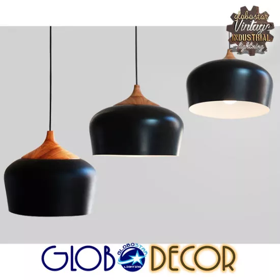 GloboStar® VILI BLACK 01261 Μοντέρνο Κρεμαστό Φωτιστικό Οροφής Μονόφωτο Μαύρο Μεταλλικό Καμπάνα Φ40 x Y27cm