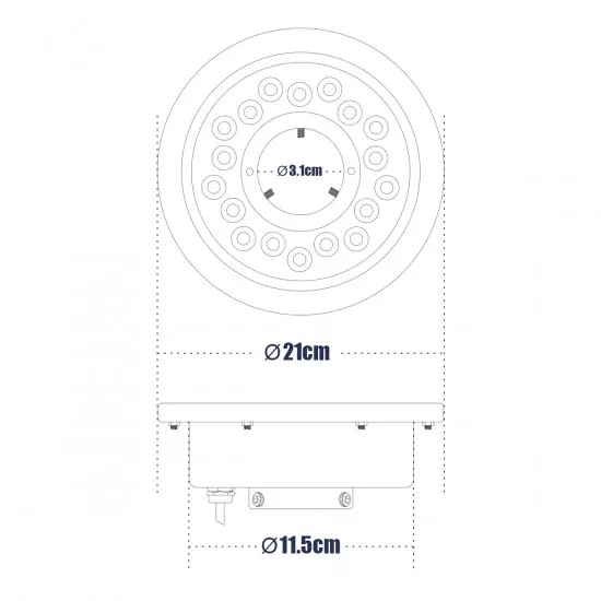 GloboStar® UNDERWATER-DENIS 90432 Υποβρύχιο Χωνευτό Φωτιστικό Σποτ Ειδικό για Σιντριβάνια - Πισίνες - Τζακούζι LED 9W 810lm 30° DC 24V Αδιάβροχο IP68 Φ21 x Υ7.5cm Θερμό Λευκό 2700K - Ανοξείδωτο Ατσάλι SS304 - 3 Years Warranty