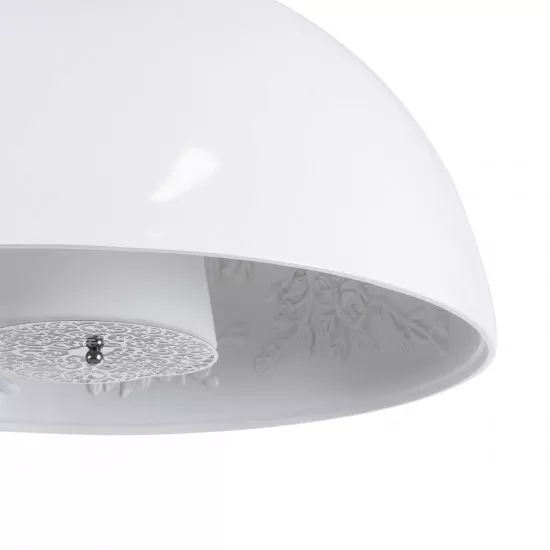 GloboStar® SERENIA WHITE 01152 Μοντέρνο Κρεμαστό Φωτιστικό Οροφής Μονόφωτο Λευκό Γύψινο Καμπάνα Φ40 x 19cm