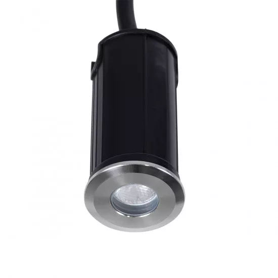 GloboStar® UNDERGROUND-GENA 90199 Χωνευτό Φωτιστικό Σποτ Δαπέδου LED 1W 80lm 5° DC 24V Αδιάβροχο IP68 Φ3 x Υ6cm Μπλε - Ανοξείδωτο Ατσάλι - 3 Years Warranty