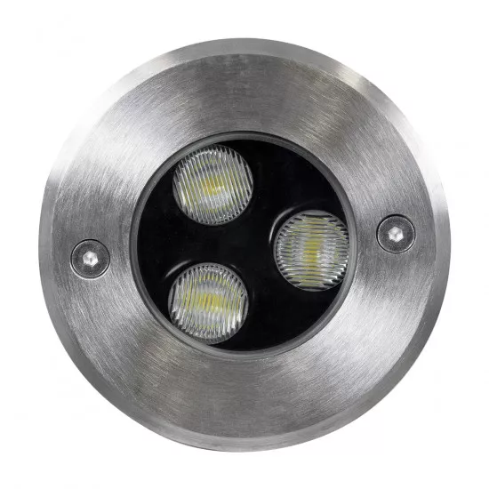 GloboStar® UNDERGROUND-FANI S-90980 Χωνευτό Φωτιστικό Σποτ Δαπέδου LED 12W 1200lm 60° DC 24V Αδιάβροχο IP68 Φ10 x Υ7.5cm Ψυχρό Λευκό 6000K - Ανοξείδωτο Ατσάλι